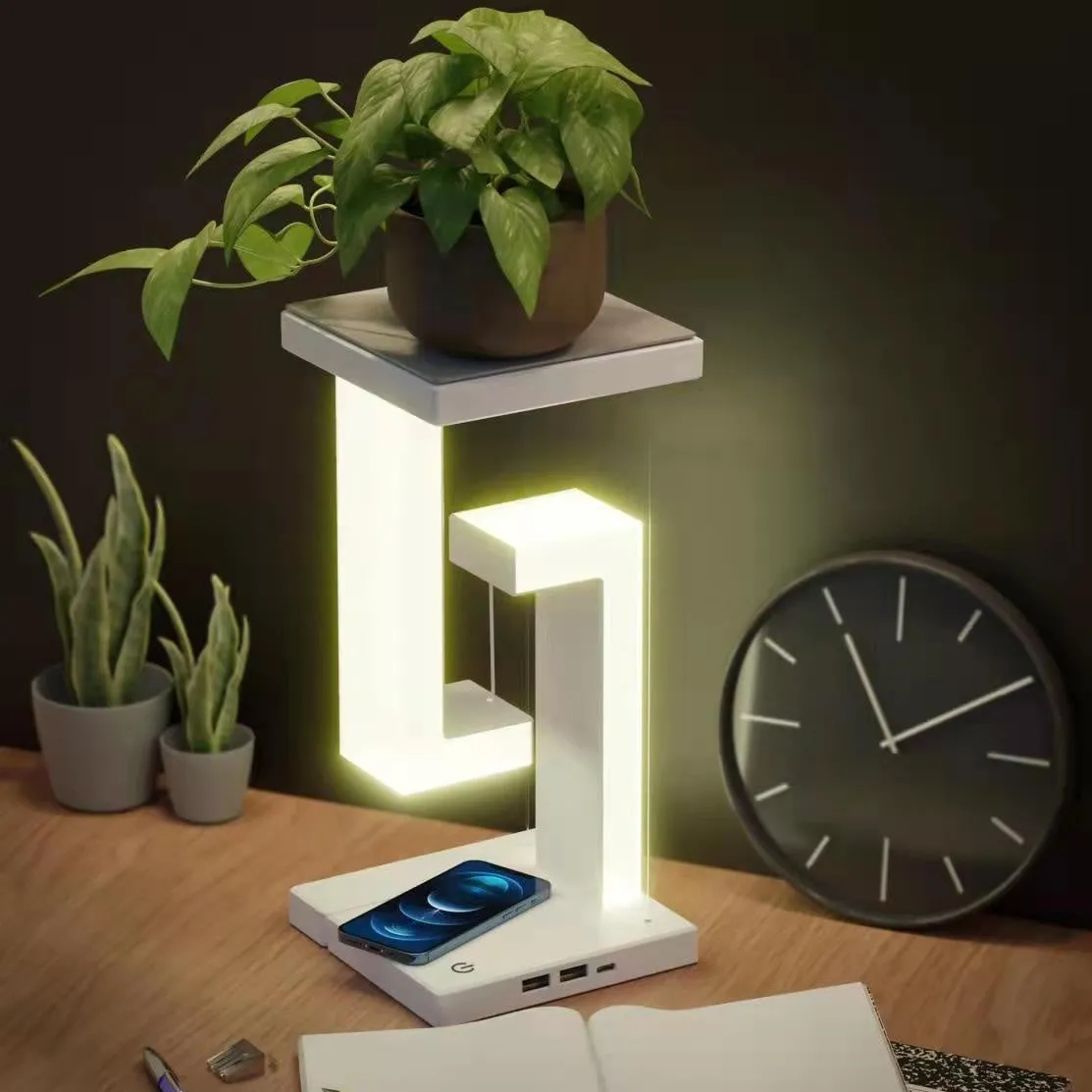Wireless Charging Floating Table Lamp | Eye-Care LED Desk Light