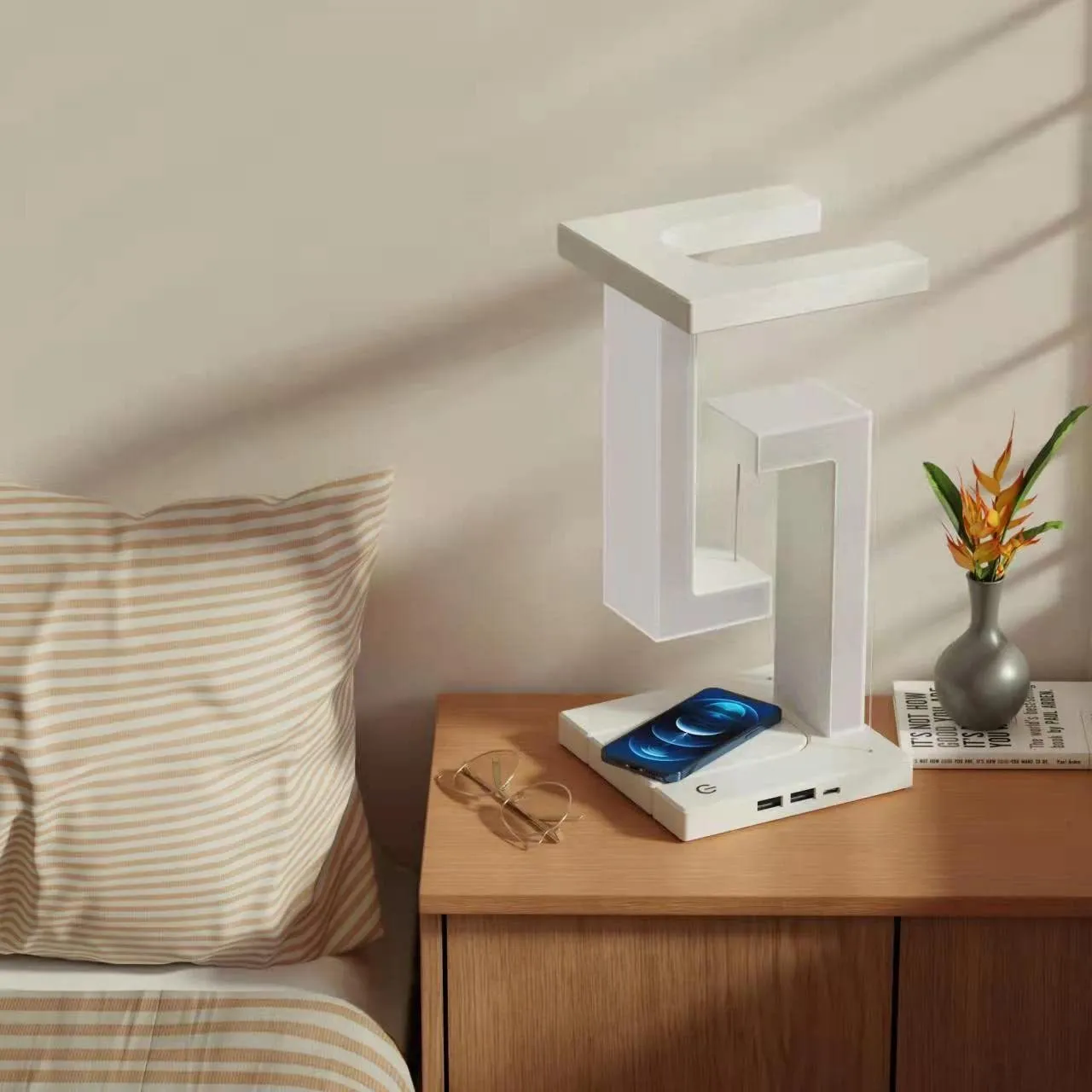Wireless Charging Floating Table Lamp | Eye-Care LED Desk Light