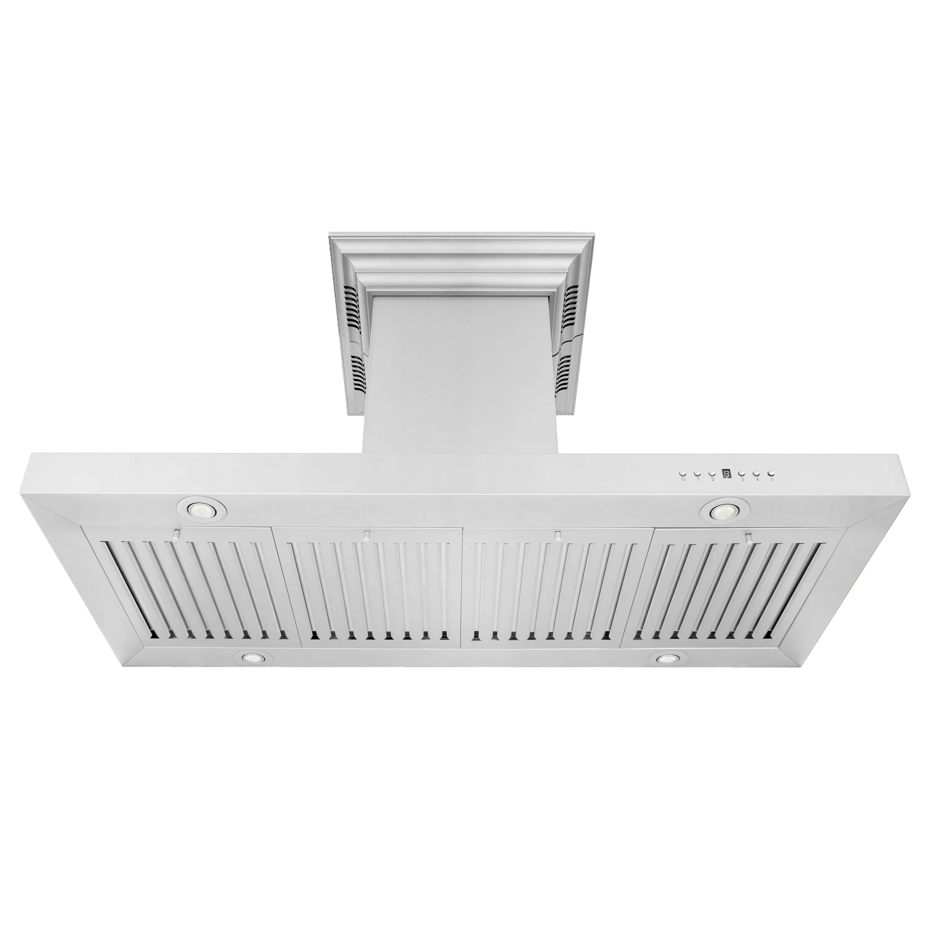 ZLINE Island Mount Range Hood in Stainless Steel with Built-in CrownSound® Bluetooth Speakers (KE2iCRN-BT)