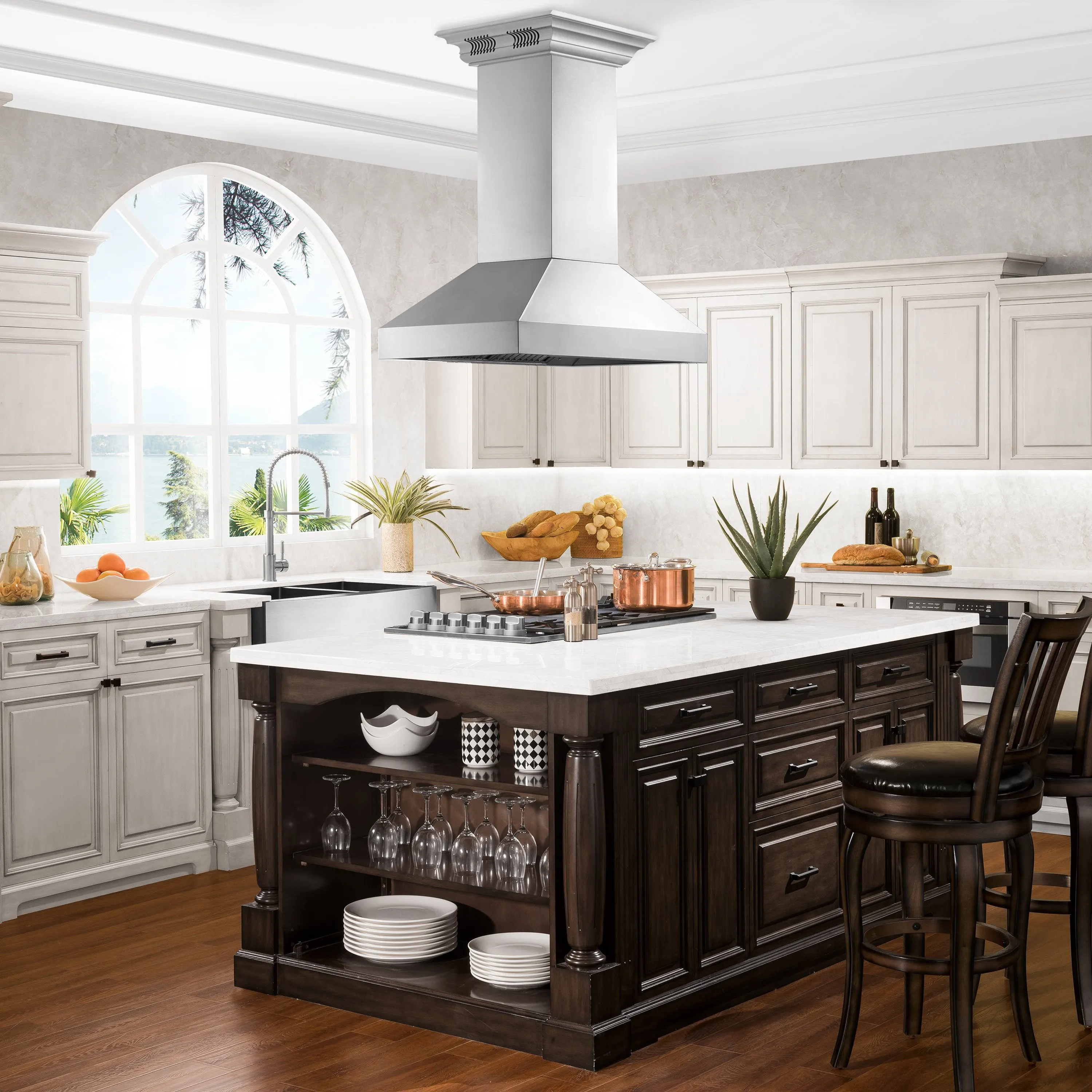 ZLINE Professional Wall Mount Range Hood in Stainless Steel with Built-in CrownSound™ Bluetooth Speakers (597iCRN-BT)